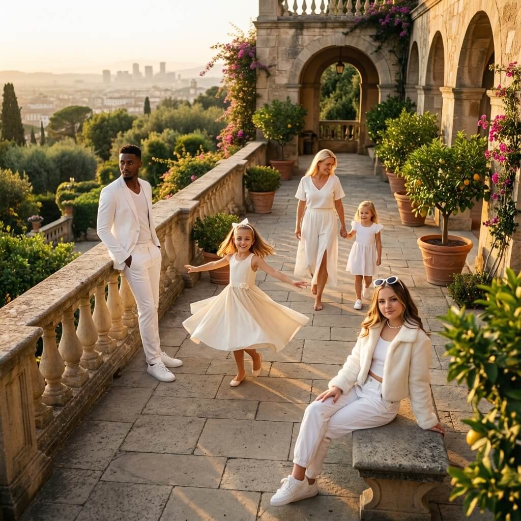 Die Motive der vier Bilder zu einem einzigen Bild verschmelzen