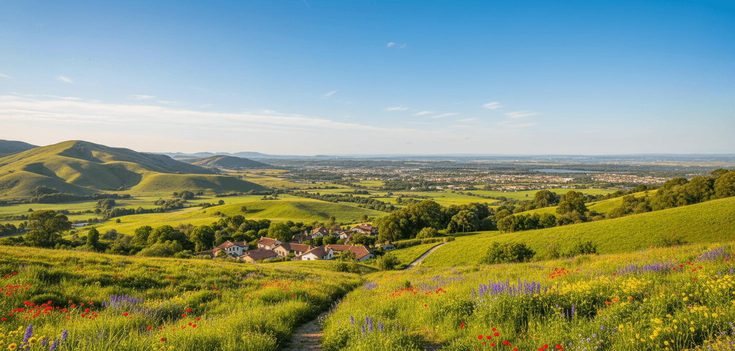 Eine Frühlingslandschaft auf dem Land
