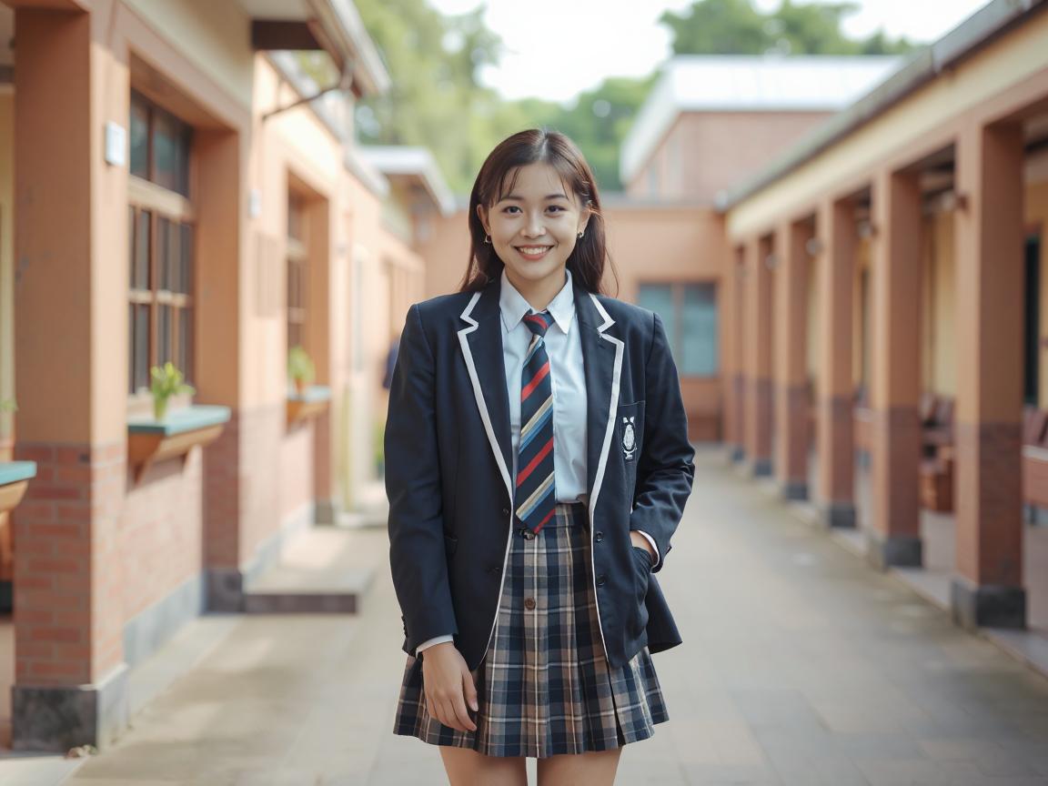 Die Kleidung der Frau im linken Bild in eine Uniform umwandeln