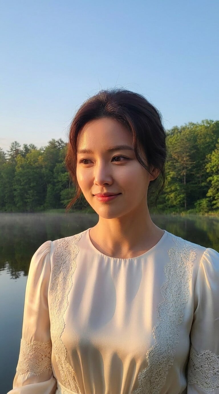 Ein Porträt einer Frau im weißen Kleid erweitern