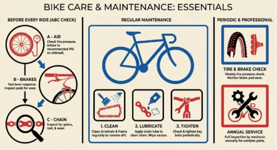 Eine Infografik zur Fahrradpflege