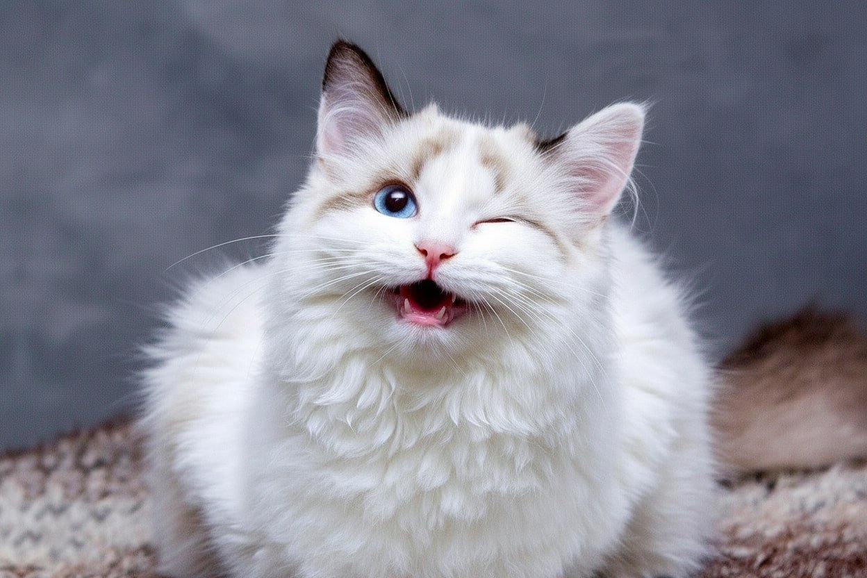 Eine Katze mit einem zwinkernden Auge