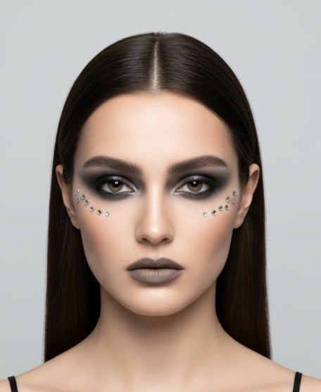 Eine Frau mit schwarzem Make-up