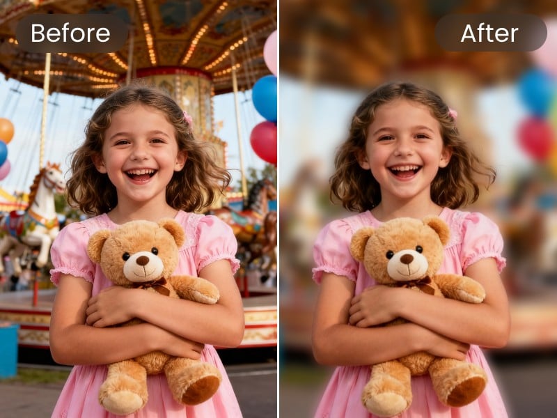 AI background blur effect comparison