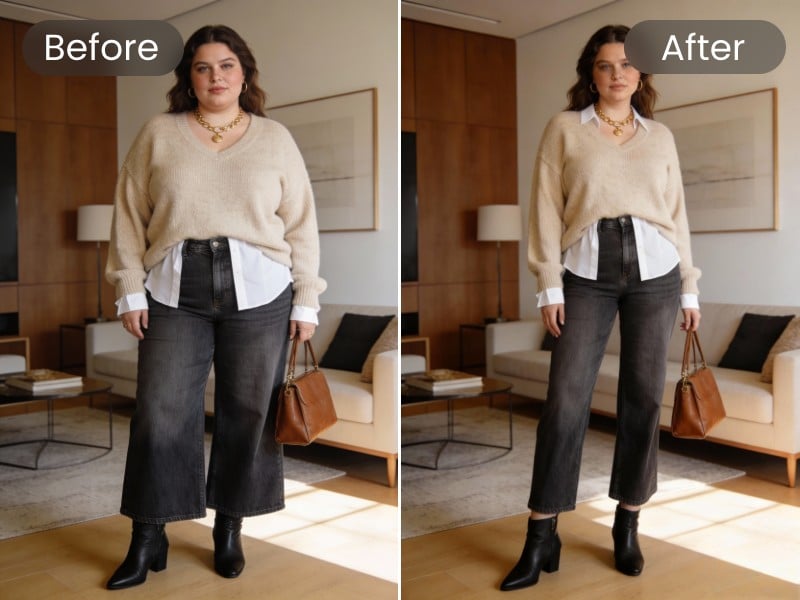 AI body reshape effect for a woman