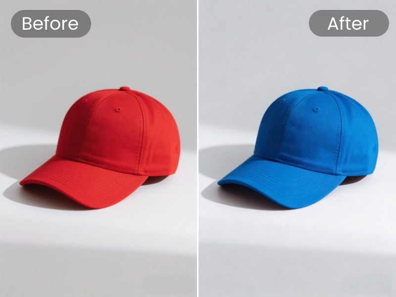 AI product color change effect for a hat