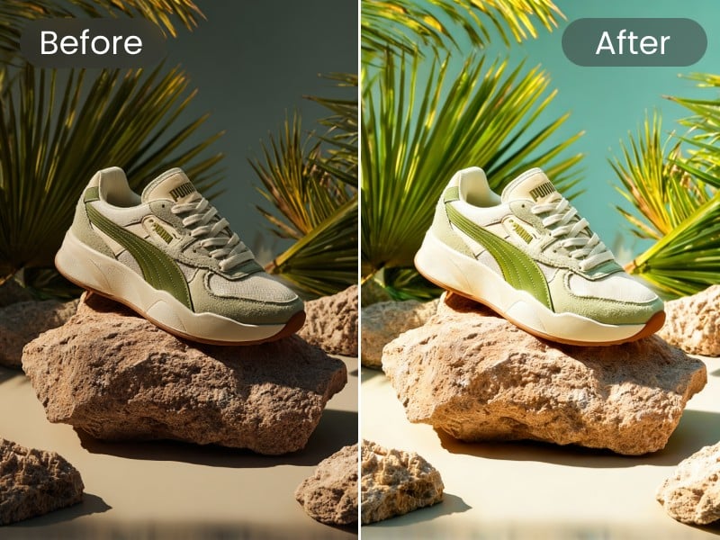 AI product enhancement effect for a shoe