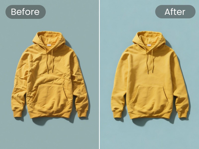 AI product fix effect for a yellow hoodie