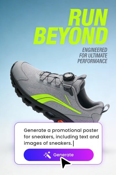 AI promotional poster generation for sneakers