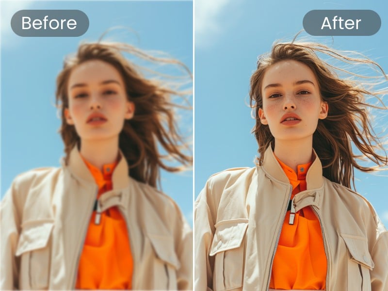 AI sharpen image effect for a woman