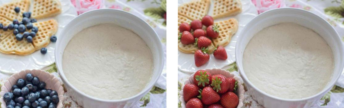 Change the blueberries in the image to strawberries