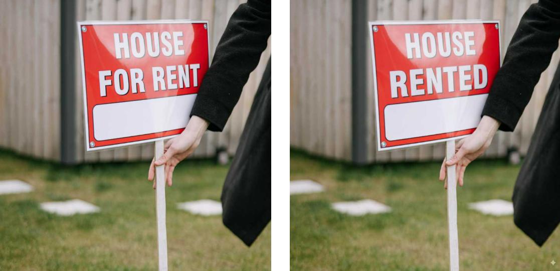 Change the text in the image from house for rentg to house rented