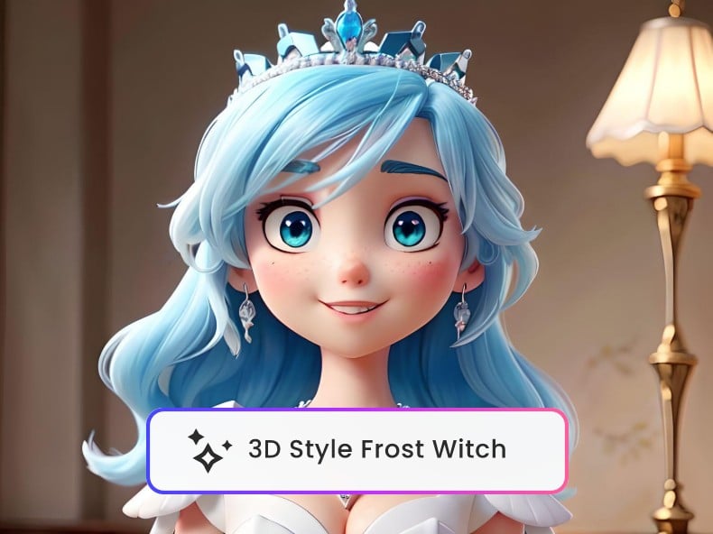 Clipfly AI 3 D character generator featuring a princess