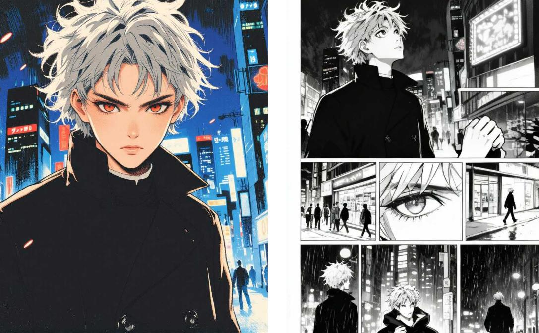 Generate a comic storyboard for the anime character in the image