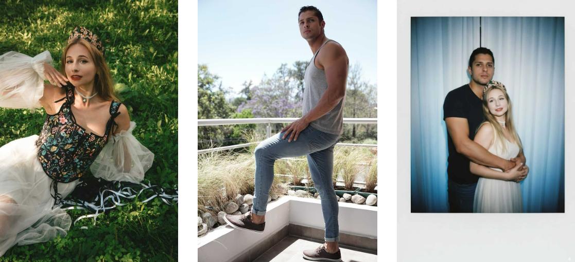 Make the man and woman in the photo embrace each other