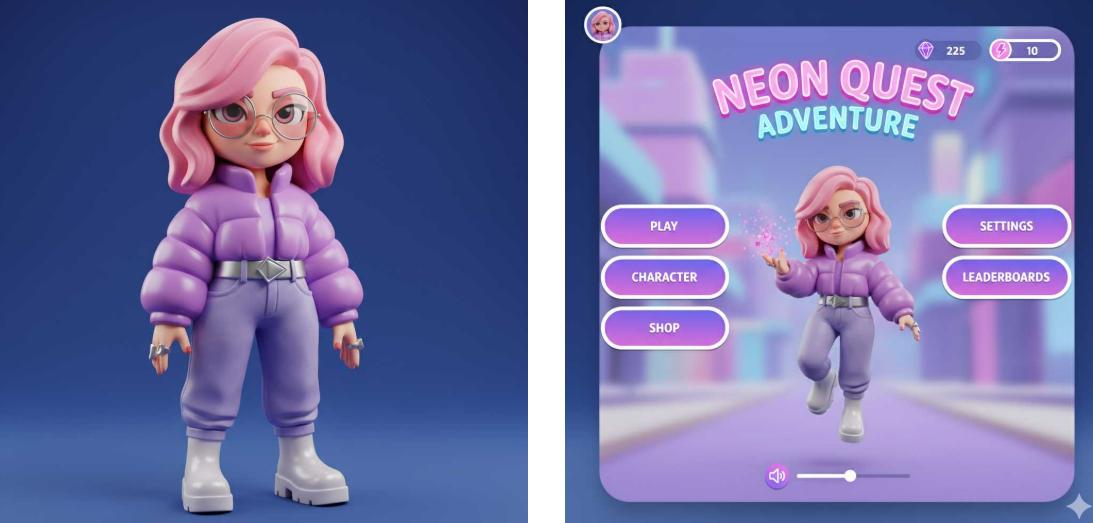 Transform the 3 D figurine character in the image into a game UI interface element