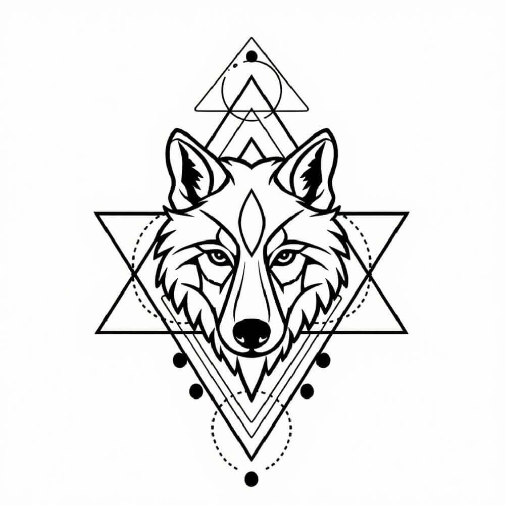 기하학적인 늑대 타투