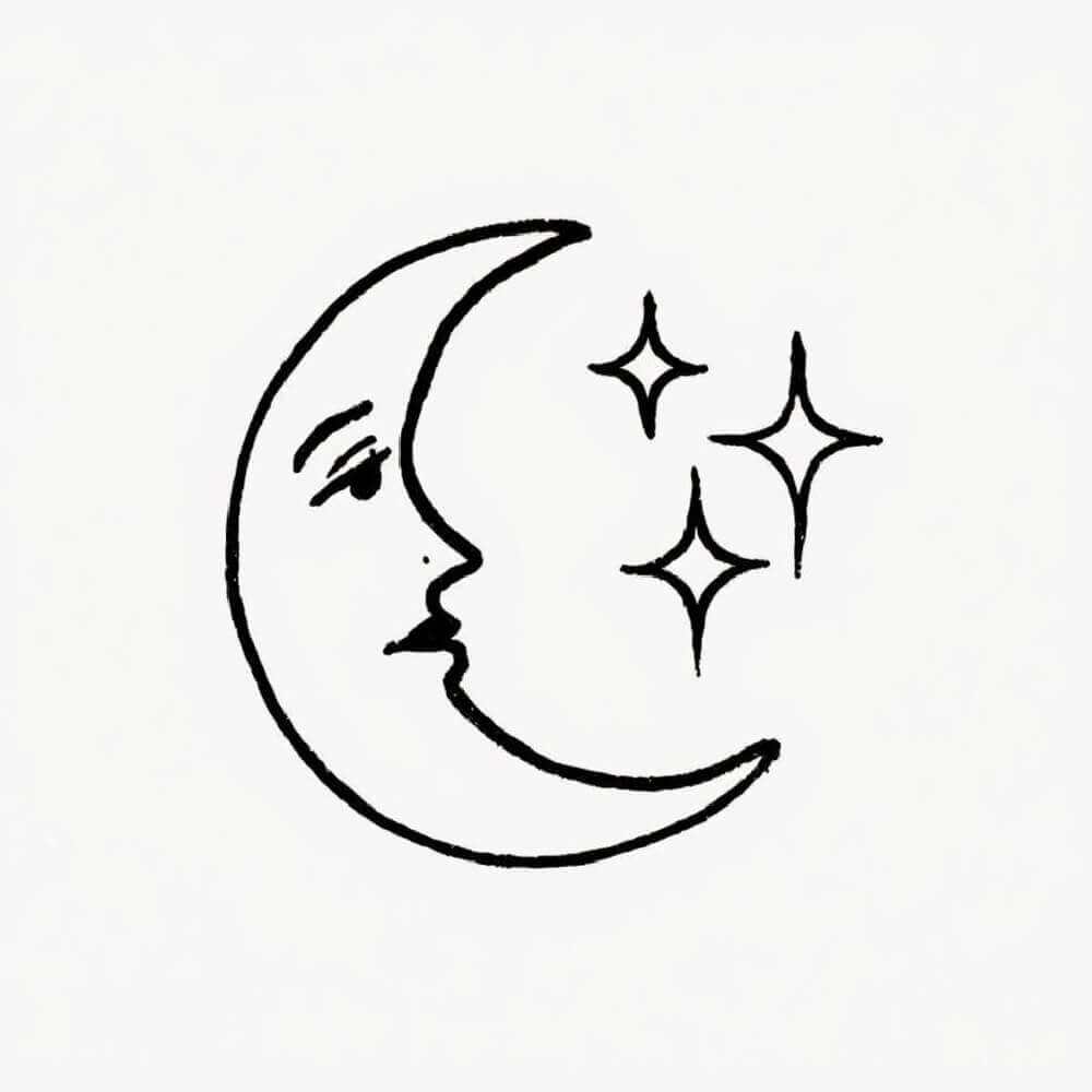달 모양의 미니멀리스트 타투