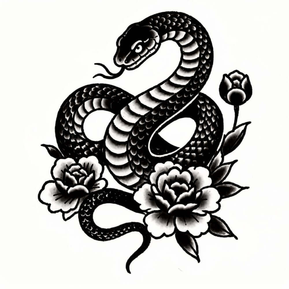 뱀 타투 도안