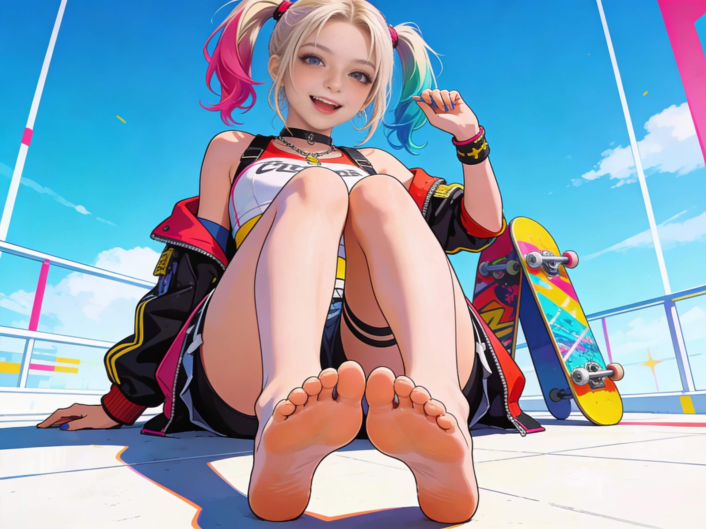 A virtual character barefoot image