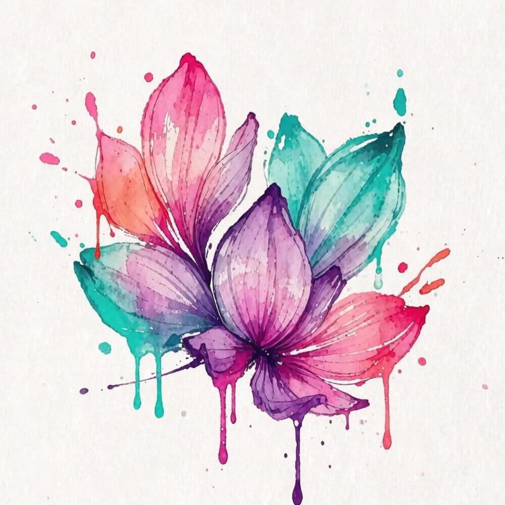 수채화 스타일의 꽃 타투