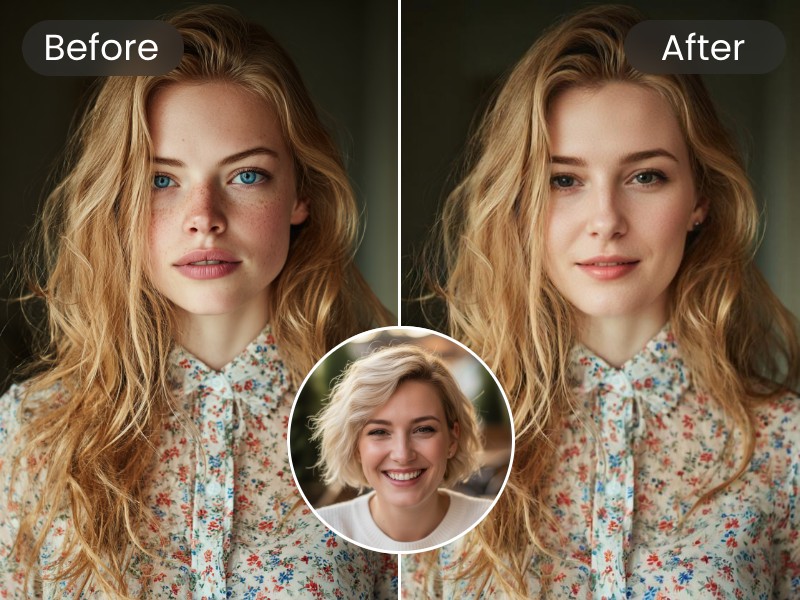 A woman face swap effect