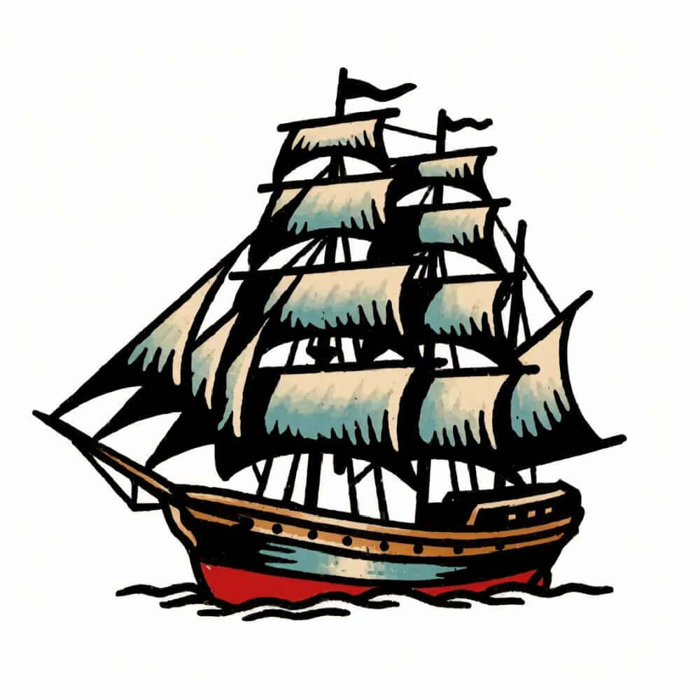 올드스쿨 스타일의 배 타투