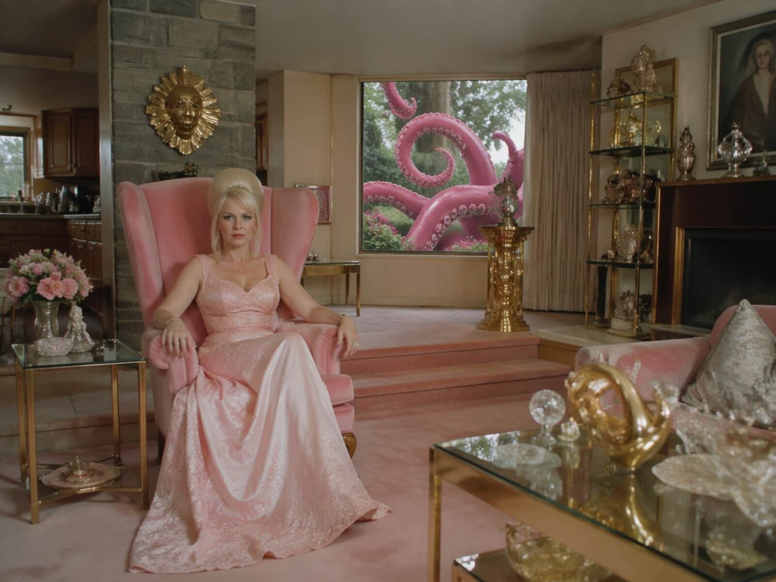 The surreal style photo of a woman in pink dress generated with gpt image 2 on clipfly