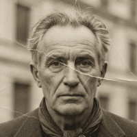 Miniatura antigua y dañada de una persona mayor