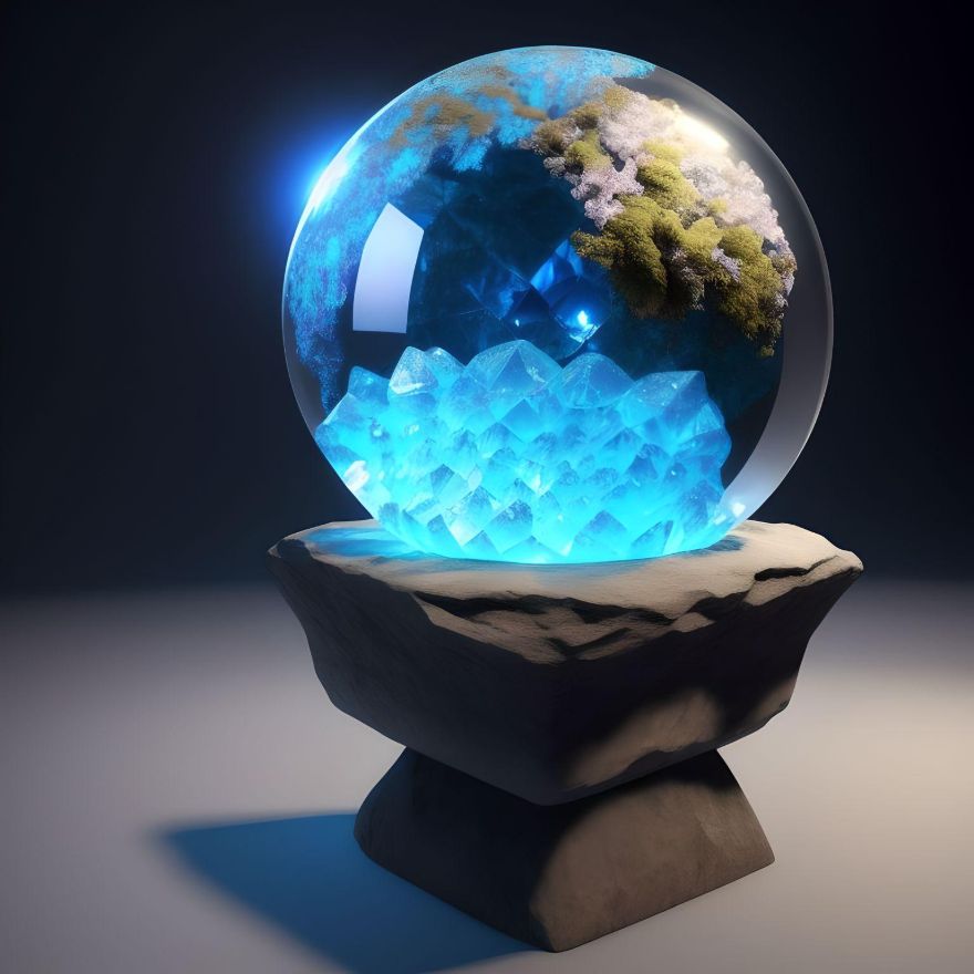 Estilo de arte 3d de uma bola de cristal