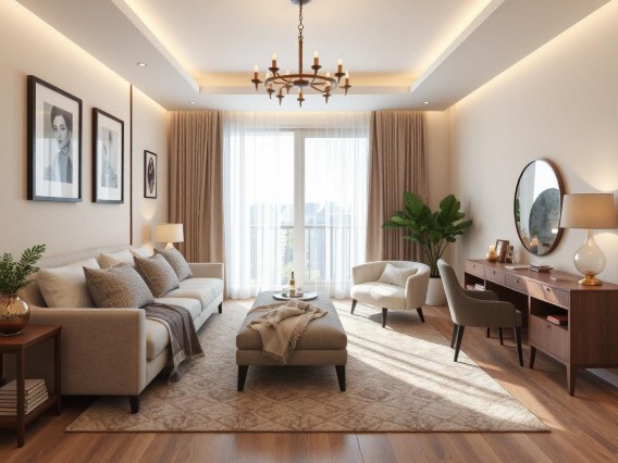 AI generated modern luxury living room interior