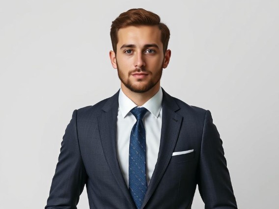 AI generated photorealistic businessman portrait in a suit