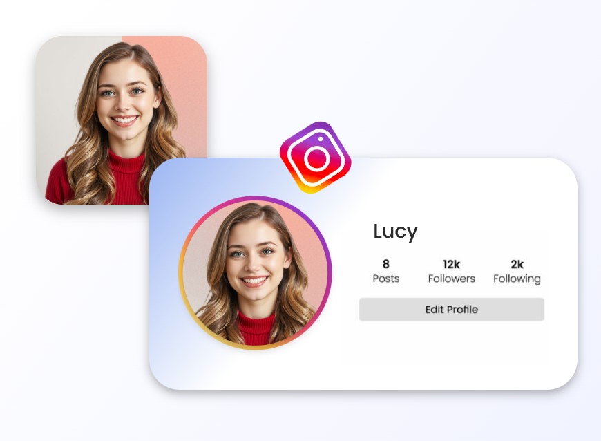 Add a new background color to an image of a girl in red top and use it as social avatar