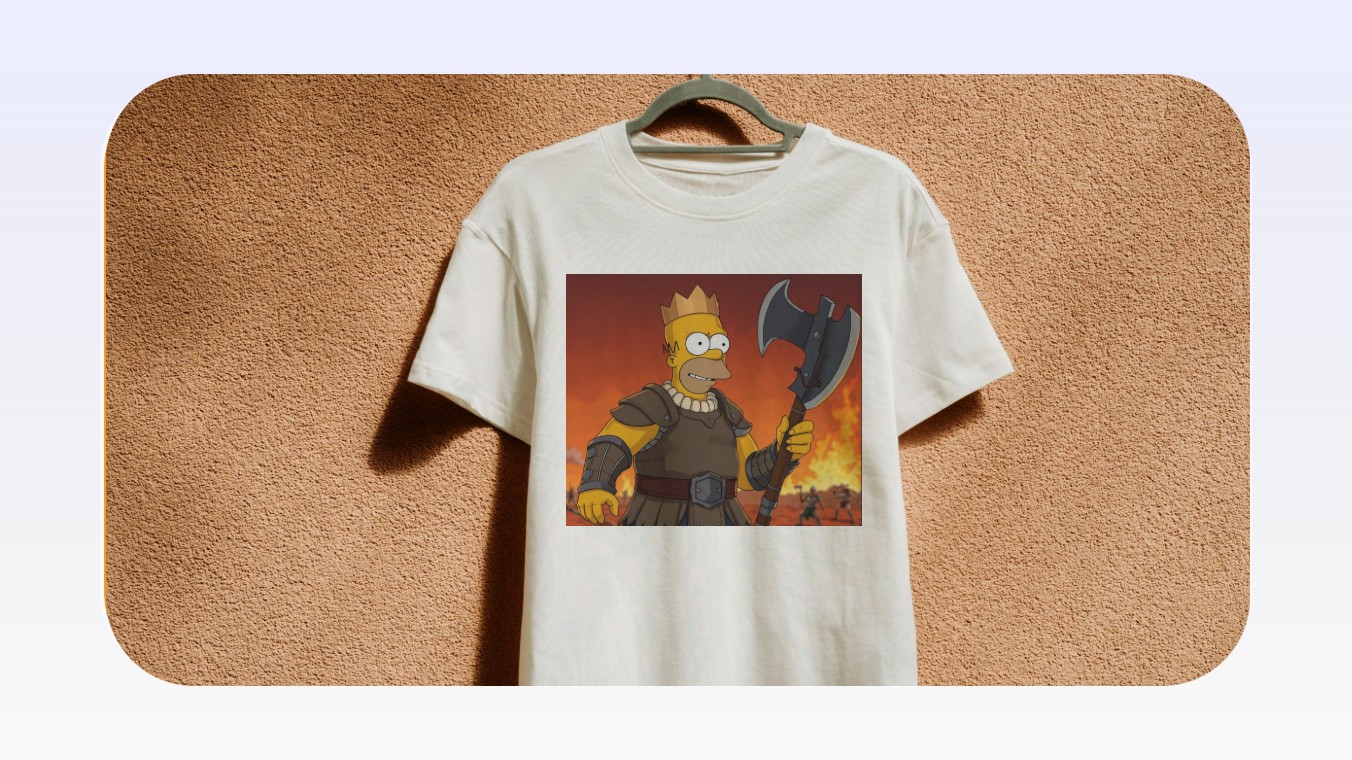 Add a print of Simpson holding an axe to a white t shirt