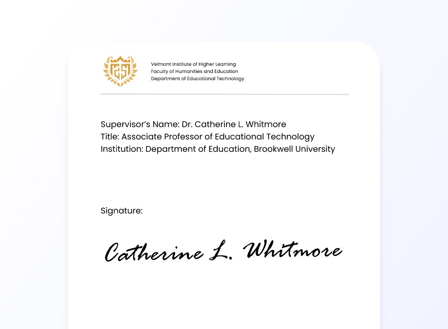 Add the Rectors handwritten signature as an e signature to the universitys enrollment letter