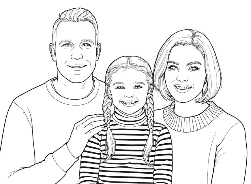 An image of a family coloring page