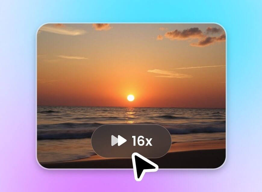 Change the sunrise at the seaside video speed to 16x