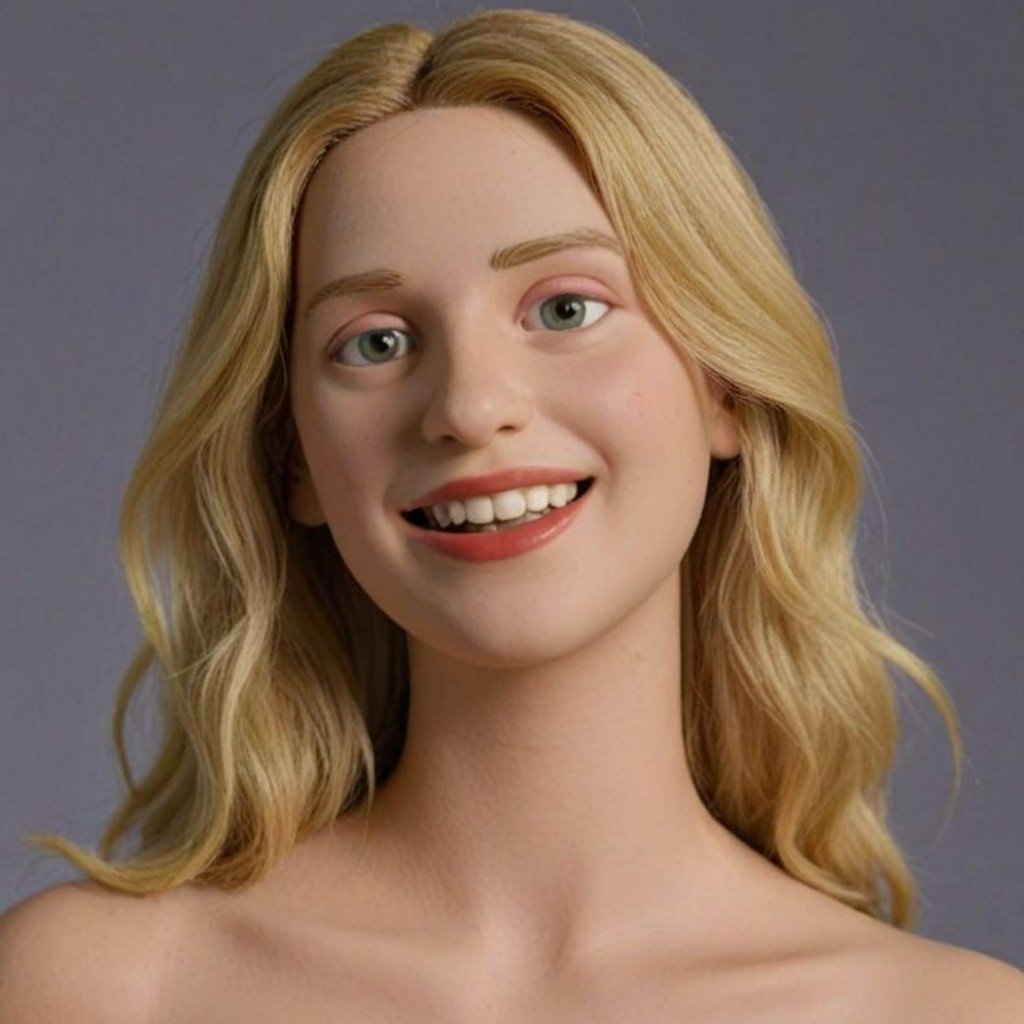 Clay style blonde long hair girl avatar