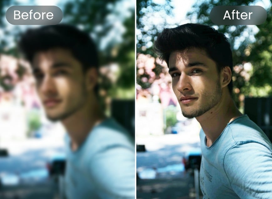 Clifply AI photo quality enhancer comparison for a man face