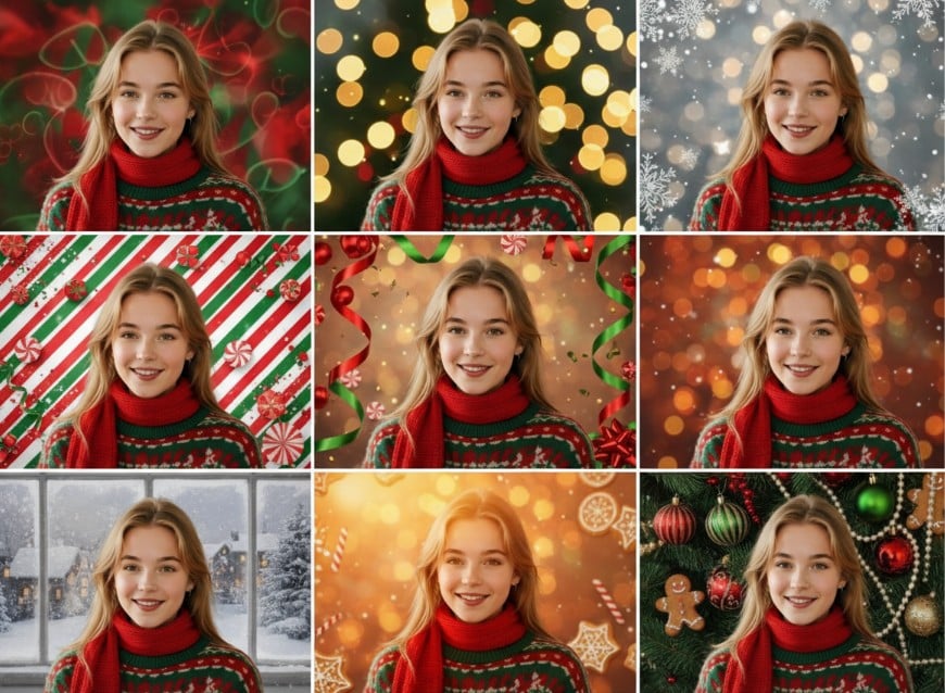 女の子の写真を9分割コラージュにするclipflyフィルター