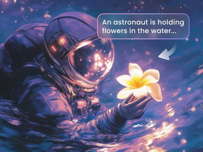 Clipfly AI video generator text to video effect featuring an astronaut