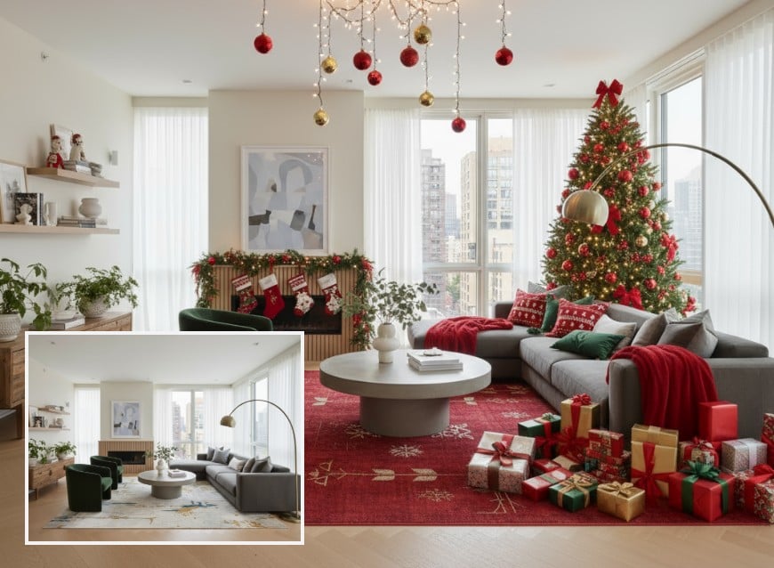 リビングルームの写真を装飾するclipflyインテリアフィルター