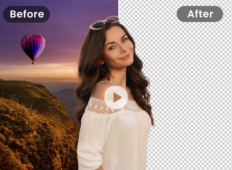 efeito de remoção de fundo de vídeo Clipfly com uma mulher bonita