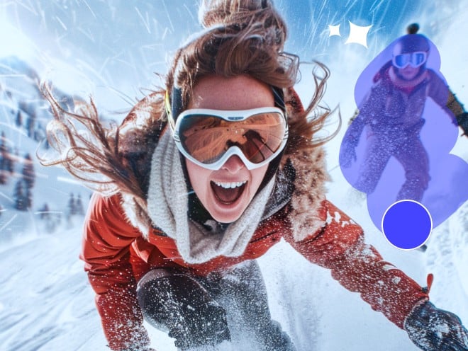 Clipfly video object remover effect featuring removing a skiing man from the footage