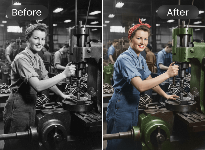 Convert a black and white historical photo into color