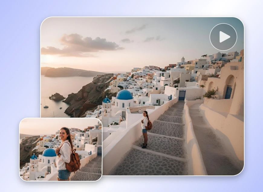 Create stunning Earth zoom out effect with one picture featuring a woman for travel vlogs