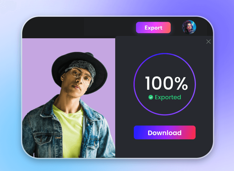 Baixe 100% do seu vídeo com fundo roxo claro