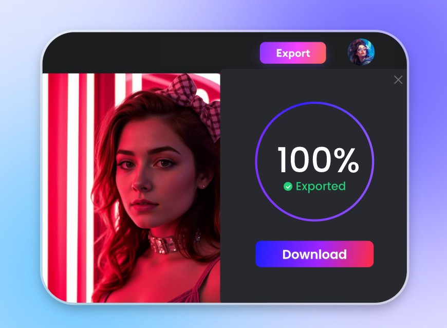 Download the edited movie with 100 progress