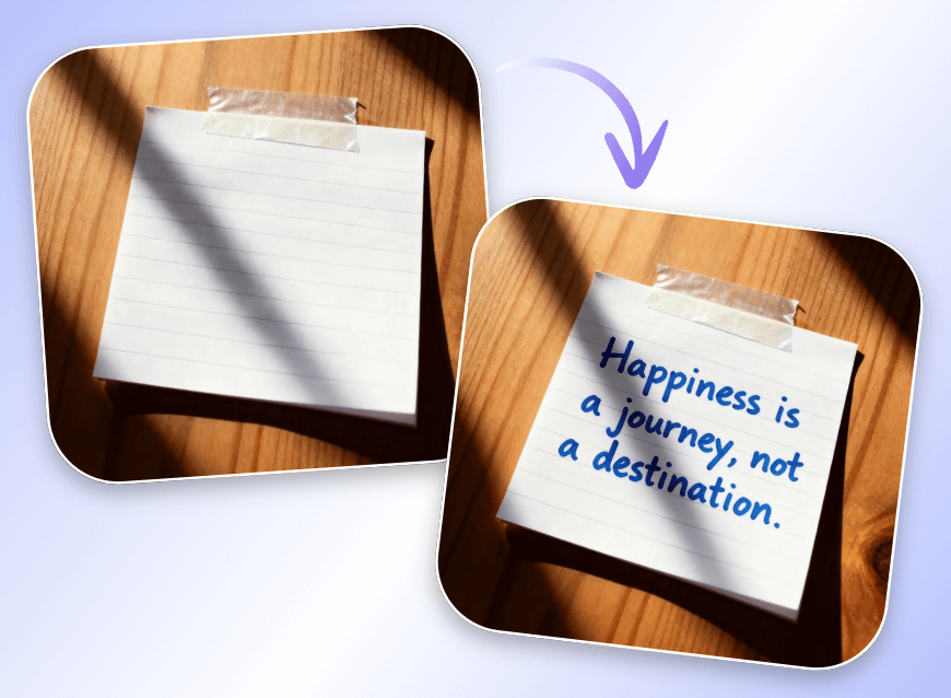 Generate handwritten text on white paper with Qwen AI model on Clipfly