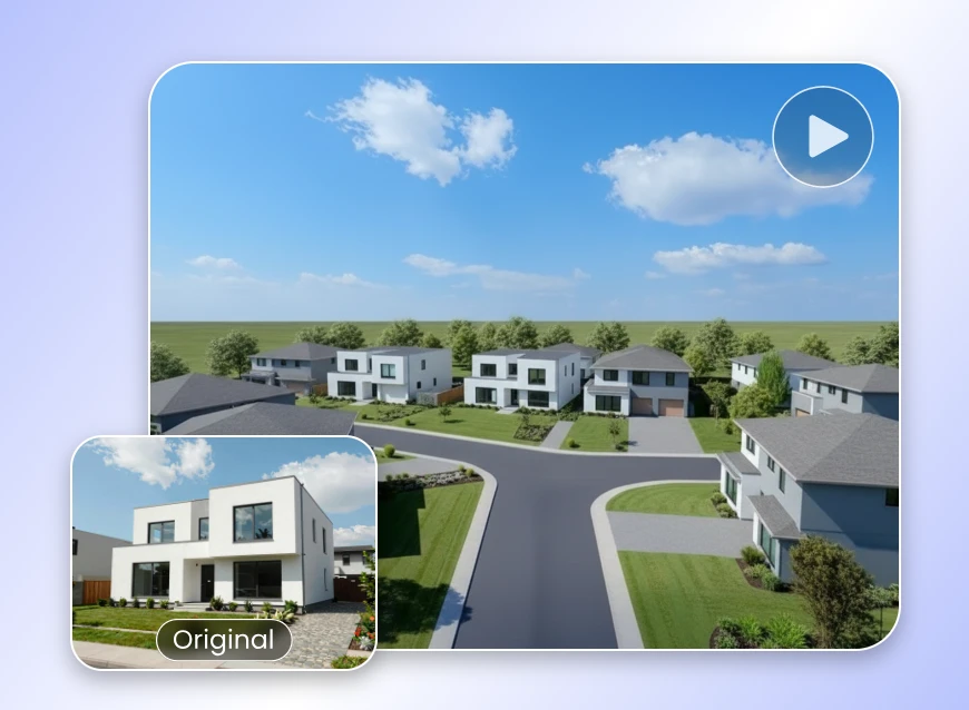 Instantly generate Earth zoom out video with AI featuring a white house for business marketing
